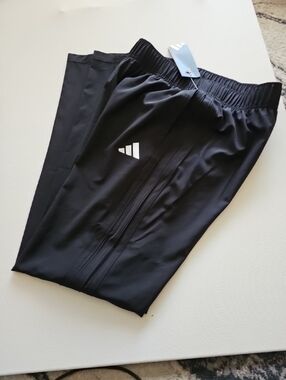 New adidas Black Track Pants with White Logo Accent Size Xl 14-16 Boys